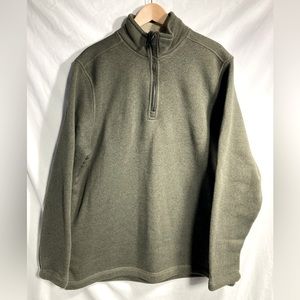GH BASS & CO OLIVE GREEN KNIT PULLOVER FLEECE LINED SIZE XL